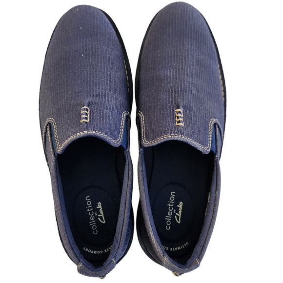 Clarks Men\'s Forge Free Loafer Sneaker, Dark Blue Canvas, 9.5 main image 8